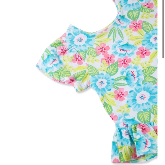 NWT peek baby girls two piece floral shorts set Sz 12-18 months tropical - Picture 2 of 4